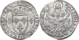 Milano. Ludovico XII d'Orleans (1500-1513). Grosso regale da 6 soldi. D/ Scudo di Francia coronato accostato da due gigli. R/ Sant'Ambrogio seduto in ...