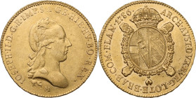 Milano. Giuseppe II d'Asburgo Lorena (1780-1790). Sovrano 1786. D/ Busto laureato a destra. R/ Stemma d'Austria con corona imperiale cinto dal collare...