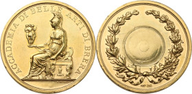 Milano. Medaglia premio per l'Accademia di Belle Arti di Brera, fine XIX secolo. D/ ACCADEMIA DI BELLE ARTI DI BRERA. L' allegoria dell'Arte seduta su...