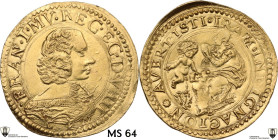 Modena. Francesco I d'Este (1629-1658). Da 4 scudi d'oro o quadrupla. D/ Busto a destra corazzato; sotto, sigla GFM (Gian Francesco Manfredi appaltato...