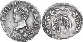 Napoli. Filippo III di Spagna (1598-1621). Mezzo carlino. D/ Busto coronato a sinistra; sotto, sigla GF GI (?) (Giovanni Antonio Fasulo maestro di zec...