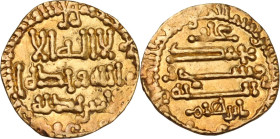 Italia Meridionale. Aghlabidi, Ibrahim II ibn Ahmad (261-289 AH / 875-902 DC). Robai o 1/4 Dinar, senza nome di zecca, data parziale 27x AH. D/ Legend...