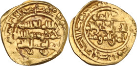 Palermo. Califffi Fatimidi, Al-Zahir (411-427 AH / 1021-1036 DC). Robai o 1/4 Dinar, zecca di Siqilliya (Palermo), datato xx5 AH. D/ Legenda cufica su...