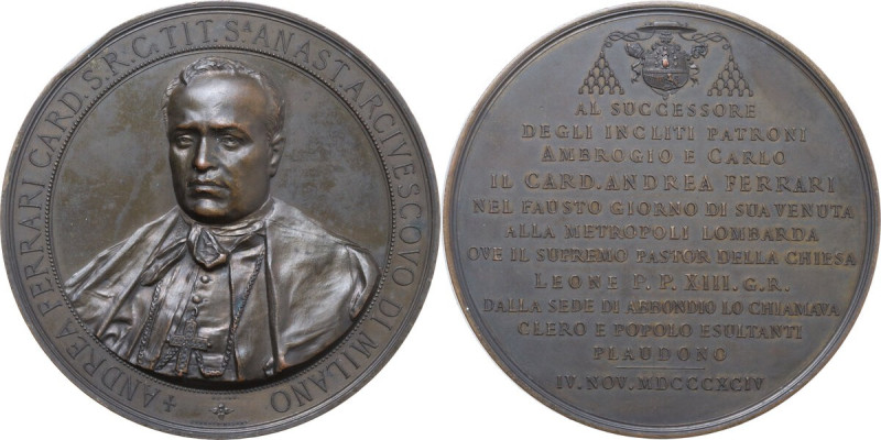 Cardinal Andrea Ferrari (1850-1921). Medaglia 4 novembre 1894 per l'insediamento...