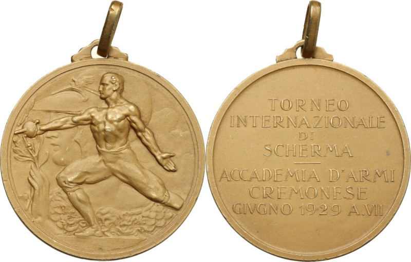 Medaglia 1929 A. VII per il torneo internazionale di scherma - Accademia d'armi ...