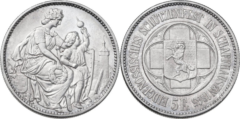 Switzerland. Confederation (1848- ). Schaffhausen Shooting Festival. 5 francs 18...