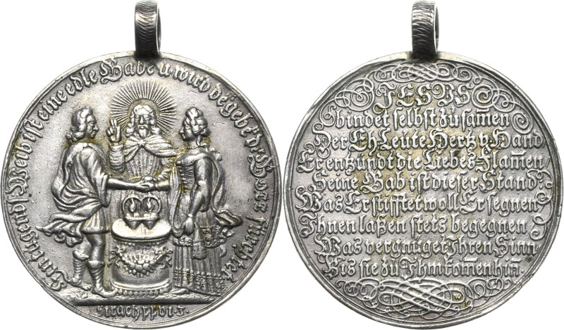 Geschenkmedaillen
 Silbergussmedaille o.J. (C. Wermuth) Hochzeitsmedaille. An e...