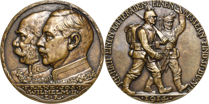 Medailleur Goetz, Karl 1875-1950
 Bronzegussmedaille 1914. Deutsch-Österreichis...