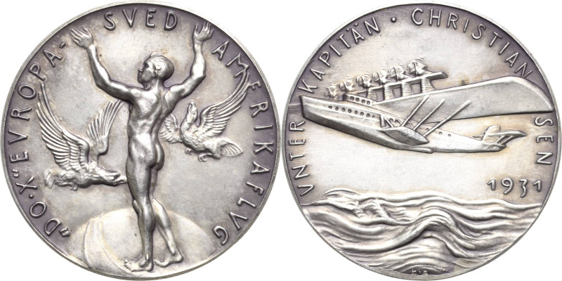 Medailleur Goetz, Karl 1875-1950
 Silbermedaille 1931. Amerikaflug des Luftschi...