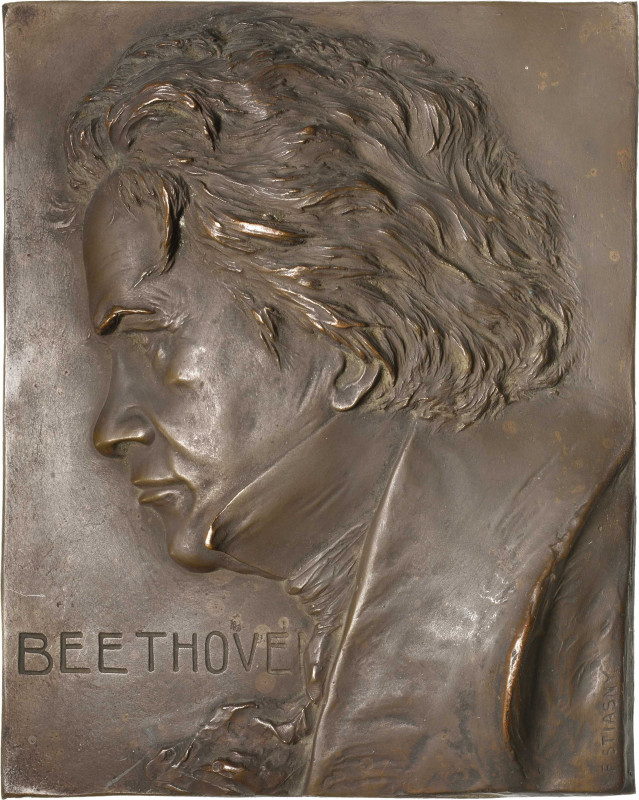 Musik
 Einseitige Bronzeplakette o.J. (F. Stiasny) Beethoven. Sein leicht vorge...