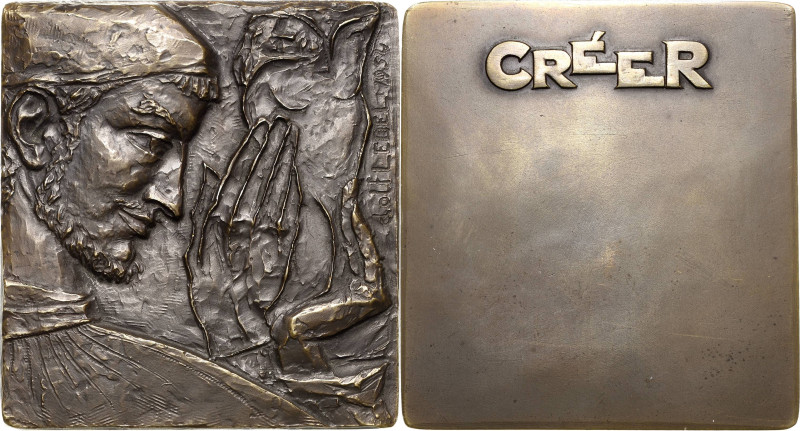 Ledel, Dolf 1893-1976 Bronzegussplakette 1954 (Dolf Ledel) Créer. Brustbild eine...