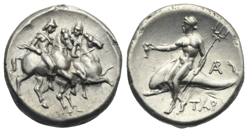 Calabria. Tarentum. Circa 272-240 BC. Didrachm or Nomos (Silver, 21.09 mm, 6.44 ...
