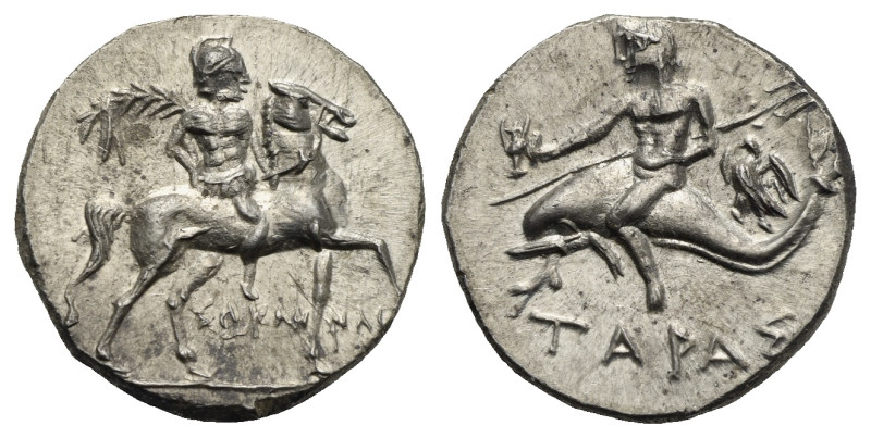 Calabria. Tarentum, Punic occupation. Circa 212-209 BC. Half Shekel (Silver, 18....