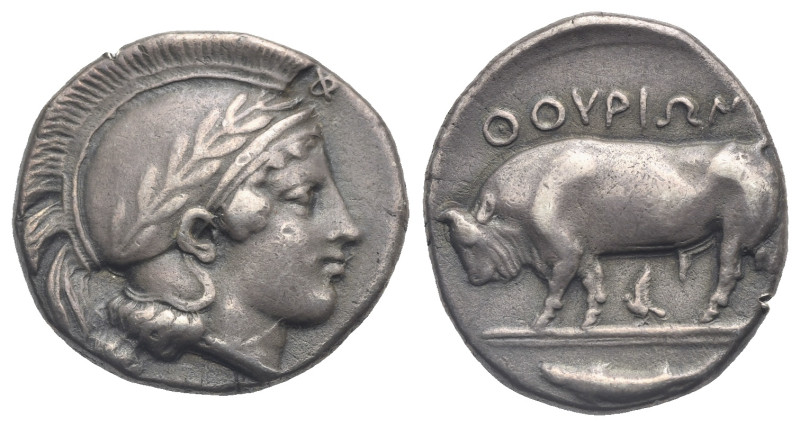 Lucania. Thourioi. Circa 443-400 BC. Didrachm (Silver, 21.26 mm, 7.77 g) Head of...