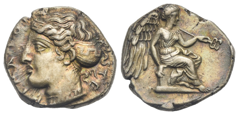 Bruttium. Terina. Circa 420-400 BC. Stater (Silver, 19.88 mm, 7.72 g) TE PINAION...