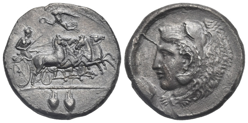 Sicily. Kamarina. Circa 425-405 BC. Tetradrachm signed by the master engraver Ex...