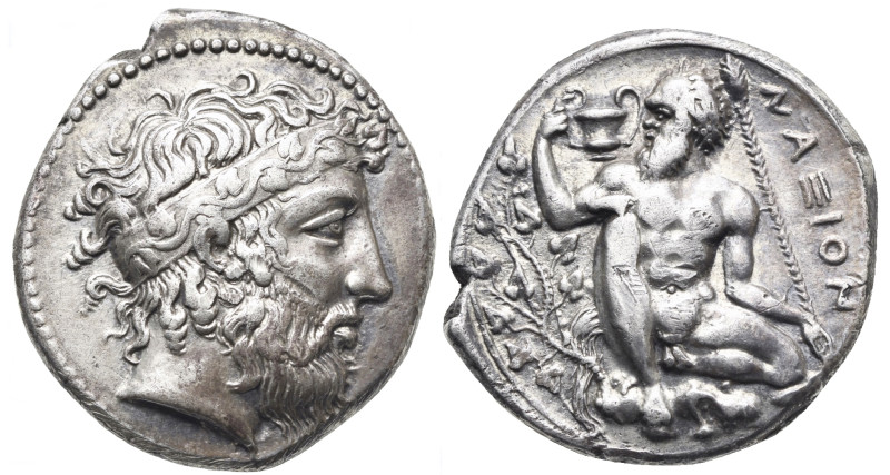 Sicily. Naxos. Circa 415 BC. Tetradrachm (Silver, 25.25 mm, 16.89 g). Head of Di...