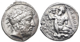 Sicily. Naxos. Circa 415 BC. Tetradrachm (Silver, 25.25 mm, 16.89 g). Head of Dionysos right, wearing stephane decorated with ivy wreath. Rev. ΝΑΞΙΟΝ,...