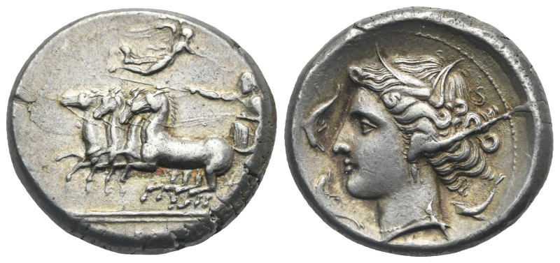Sicily. Panormos (as Ziz), Punic occupation. Circa 340-320 BC. Tetradrachm (Silv...