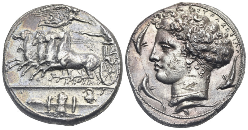 Sicily. Syracuse, Dionysios I. Circa 407-400 BC. Dekadrachm (Silver, 35.21 mm, 4...