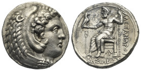 Kings of Macedon. Alexander III the Great. Arados, circa 324-320 BC (late lifetime issue or early posthumous issue). Tetradrachm struck under Menes or...