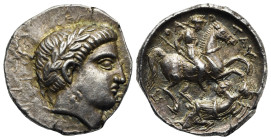 Kings of Paeonia. Patraos. Astibus or Damastion, circa 335-315 BC. Tetradrachm (Silver, 24.46 mm, 12.74 g). Laureate head of Apollo right. Rev. Π - OA...
