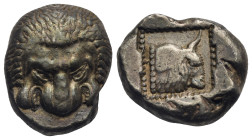 Islands of Ionia. Samos. Circa 500-480 BC. Tetradrachm (Silver, 21.61 mm, 13.02 g). Lion scalp facing. Rev. Head of bull right, within dotted incuse s...