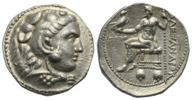Ptolemaic Kings of Egypt. Ptolemy I Soter, as Satrap. Tyre, circa 318-316 BC. Tetradrachm (Silver, 27.72 mm, 17.09 g). Head of Herakles right, wearing...