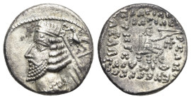Kings of Parthia. Phraates IV. Rhagae, circa 37-2 BC. Drachm (Silver, 18.60 mm, 3.57 g). Diademed bust of Phraates left; eagle with wreath in beak abo...