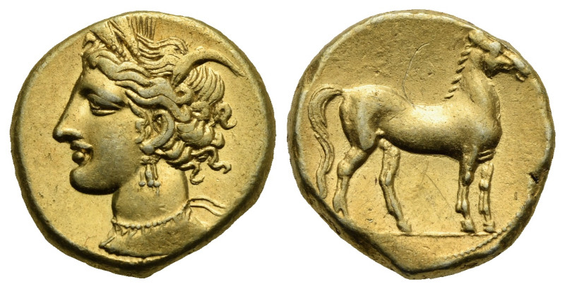 Zeugitania. Carthage. Circa 320-280 BC. Stater (Electrum, 18.00 mm, 7.50 g). Hea...