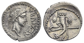 Kings of Mauretania. Juba II. Caesarea Mauretaniae, circa 25 BC AD 24. Denarius (Silver, 17.70 mm, 2.45 g). REX IVBA, diademed head of Juba right. Rev...