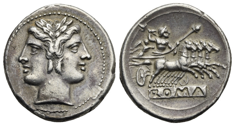 Anonymous, Didrachm or Quadrigatus (Silver, 22.99 mm, 6.57 g). Rome, circa 225-2...