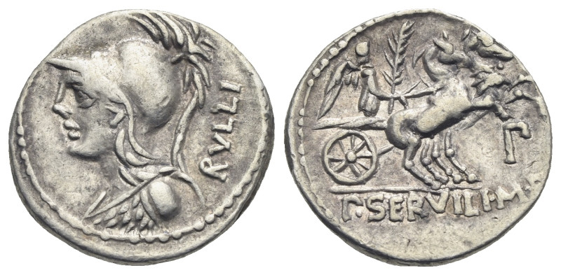 P. Servilius Rullus, 100 BC. Denarius (Silver, 19.82 mm, 3.95 g) Rome. RVLLI Bus...