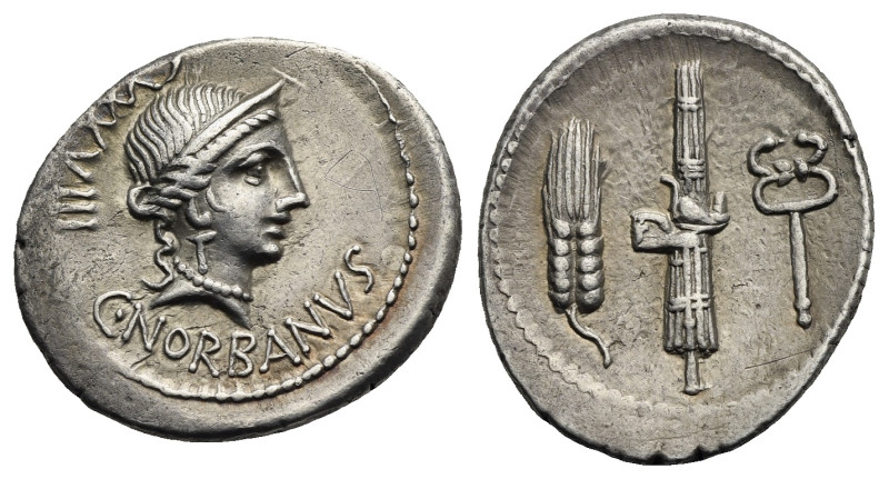 C. Norbanus, 83 BC. Denarius (Silver, 20.70 mm, 3.84 g). Rome. C NORBANVS Diadem...
