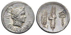 C. Norbanus, 83 BC. Denarius (Silver, 18.99 mm, 4.00 g) Rome. C NORBANVS CL III Head of Venus right, wearing diadem, single-pendant earring and pearl ...