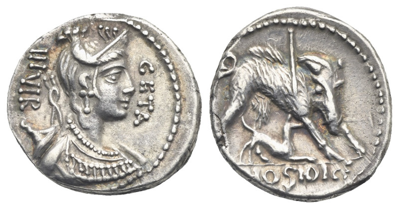 C. Hosidius C.f. Geta, 64 BC. Denarius (Silver, 18.04 mm, 3.91 g) Rome. GETA - I...