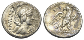 M. Plaetorius Cestianus, 67 BC. Denarius (Silver, 18.58 mm, 3.71 g) Rome. CESTIANVS - S C Draped bust right, with attributes of Isis, Minerva, Apollo,...