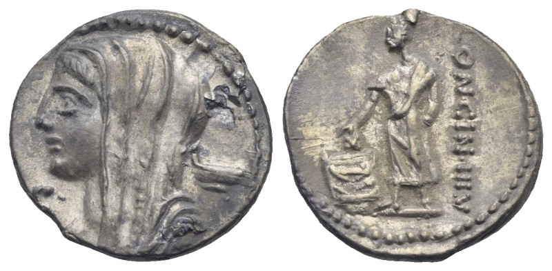 L. Cassius Longinus, 60 BC. Denarius (Silver, 19.25 mm, 3.82 g) Rome. Veiled and...