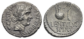 C. Cassius Longinus and Cornelius Lentulus Spinther, 43-42 BC. Denarius (Silver, 18.69 mm, 3.60 g). Military mint moving with Brutus and Cassius (Smyr...