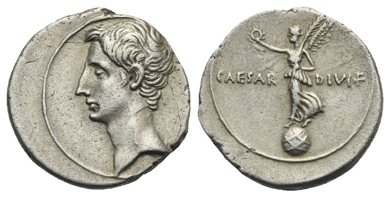 C. Caesar Octavianus, 32-29 BC. Denarius (Silver 19.40 mm, 3.75 g) Brundisium or...