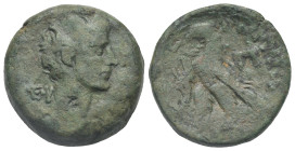 Egypt. Alexandria. Augustus, 27 BC-14. 80 Drachmai - Diobol (Bronze, 25.80 mm, 18.13 g). 1st series, struck circa 30-28 BC. [Θ]ΕΟΥ [ΥΙΟΥ] Bare head ri...