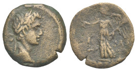 Egypt. Alexandria. Augustus, 27 BC-14. Obol (Bronze, 18.55 mm, 3.35 g). 6th series, dated RY 41 (= 11/12). Laureate head right. Rev. Nike with wreath ...