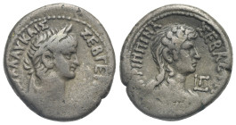 Egypt. Alexandria. Nero, with Agrippina Junior, 54-68. Tetradrachm (Billon, 25.4 mm, 12.70 g). Dated RY 3 (= 56/7). [ΝΕΡ] ΚΛΑΥ ΚΑΙΣ ΣΕΒ ΓΕΡ [ΑΥΤΟ] Lau...