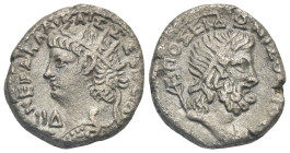 Egypt. Alexandria. Nero, 54-68. Tetradrachm (Billon, 25.20 mm, 11.71 g). Dated RY 14 (= 67/8). ΝΕΡΩ ΚΛΑY ΚΑΙΣ ΣΕB [Γ]ΕΡ A[Y] Radiate bust of Nero to l...