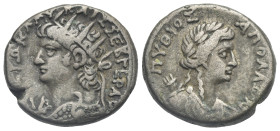 Egypt. Alexandria. Nero, 54-68. Tetradrachm (Billon, 24.80 mm, 13.03 g). Dated RY 14 (= 67/8). [ΝΕΡ]Ω ΚΛΑΥ ΚΑΙΣ ΣΕΒ ΓΕΡ ΑΥ Radiate bust of Nero to lef...