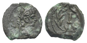 Egypt. Alexandria. Nero, 54-68. Dichalkon (Bronze, 11.60 mm, 1.42 g) Dated RY 6 (= 59-60) Laureate head of Nero right, L to left, ζ to right (date). R...