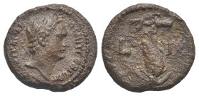 Egypt. Alexandria. Domitian, 81-96. Obol (Bronze, 18.3 mm, 4.08 g). Dated RY 11 (= 91/2). ΑΥΤ ΚΑΙϹΑΡ ΔΟΜΙΤ ϹΕΒ ΓΕΡΜ Laureate head right. Rev. Dolphin ...