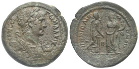 Egypt. Alexandria. Trajan, 98-117. Drachm (Bronze, 34.6 mm, 21.61 g). Dated RY 16 (= 112/3). [AYT] TPAIAN CEB ΓEPM ΔAKIK Laureate bust right, drapery ...