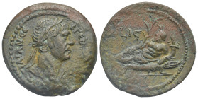 Egypt. Alexandria. Trajan, 98-117. Drachm (Bronze, 34.70 mm, 20.95 g). Dated RY 16 (= 112/3). ΑΥΤ ΤΡΑΙΑΝ CEΒΓEΡ[Μ ΔΑΚΙΚ] Laureate bust right, with aeg...