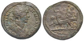 Egypt. Alexandria. Trajan, 98-117. Drachm (Bronze, 33.56 mm, 15.60 g). Dated RY 16 (= 111/2). [ΑΥΤ] ΤΡΑΙΑΝ Ϲ-ΕΒ ΓΕΡΜ ΔΑΚΙΚ Laureate half length bust r...